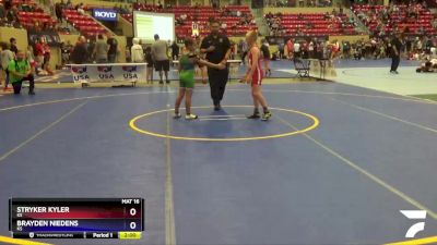 Exhibition 93 lbs Round 1 - Stryker Kyler, KS vs Brayden Niedens, KS