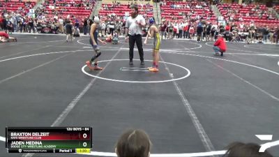 84 lbs Cons. Round 2 - Jaden Medina, Dodge City Wrestling Academy vs Braxton Delzeit, Hays Wrestling Club