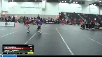 136 lbs 2nd Wrestleback (16 Team) - Madyson Dow, University Of The Cumberlands vs Destiny Campbell, Iowa Wesleyan