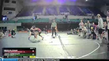 90 lbs Round 3 (3 Team) - Braylyn Evans, Team Bear Wrestling Club Navy vs Jantz Honeycutt, Cane Bay Cobras