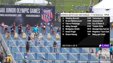 High School Women's 100m Hurdles Aau Junior Olympics, Finals 4 - Age 17-18