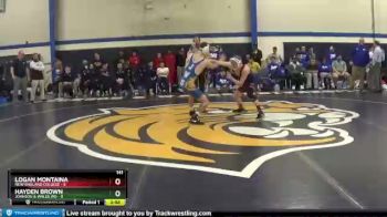 141 lbs Champ Round 1 (16 Team) - Logan Montaina, New England College vs Hayden Brown, Johnson & Wales (RI)
