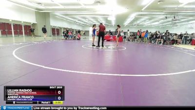 100 lbs Semifinal - Lillian Raghoo, Canyon Springs High School Wrestling vs America Franco, Premier Wrestling Club