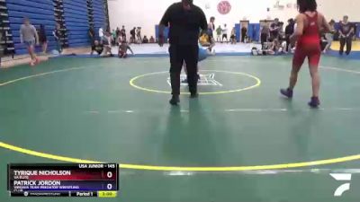 145 lbs Quarterfinal - Tyrique Nicholson, VA ELITE vs Patrick Jordon, Virginia Team Predator Wrestling Club