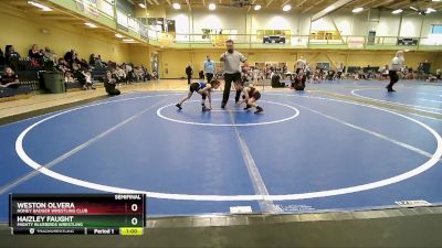 45-50 lbs Semifinal - Haizley Faught, Mighty Bluebirds Wrestling vs Weston Olvera, HONEY BADGER WRESTLING CLUB