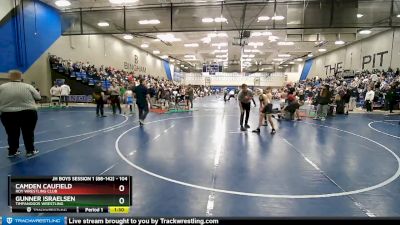 104 lbs Champ. Round 1 - Camden Caufield, Roy Wrestling Club vs Gunner Israelsen, Timpanogos Wrestling