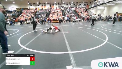 83 lbs Round Of 16 - Korbyn Johnson, Hilldale Youth Wrestling Club vs Elliott Schmidt, Broken Arrow Wrestling Club