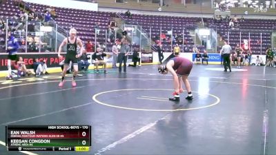 170 lbs Cons. Round 2 - Ean Walsh, Odessa Montour-Watkins Glen Sr HS vs Keegan Congdon, Athens Area Hs