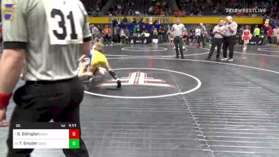 95 lbs Round Of 32 - Sanchir Edington, Bishop McCort vs Tristan Snyder, Greater Latrobe