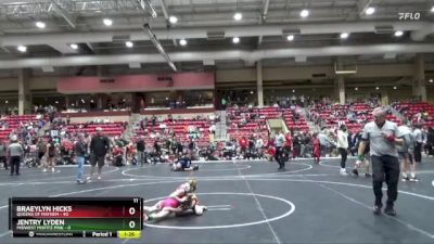 65 lbs Round 4 (6 Team) - Braeylyn Hicks, Queens Of Mayhem vs Jentry Lyden, Midwest Misfitz Pink