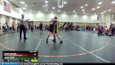 100 lbs Cons. Semi - Sadie Bower, Indian Creek Wrestling Club vs Josie Price, Floyd Wrestling Club