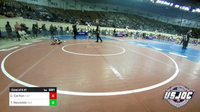 52 lbs Consi Of 8 #1 - Cooper Carlton, Cowboy Wrestling Club vs Tanner Reynolds, Shelton Wrestling Academy