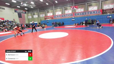 115 lbs Consi Of 16 #1 - Arturo Barboza, Wasco vs Bobby Cisneros, Central