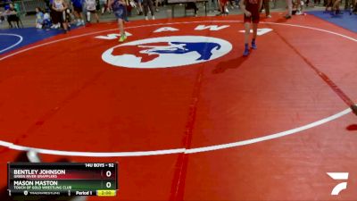 92 lbs Quarterfinal - Bentley Johnson, Green River Grapplers vs Mason Maston, Touch Of Gold Wrestling Club