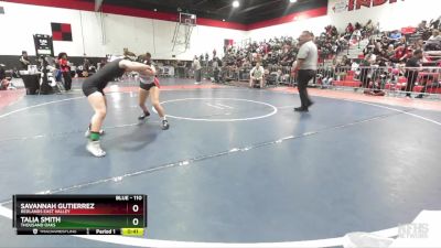 110 lbs Cons. Round 2 - Talia Smith, Thousand Oaks vs Savannah Gutierrez, Redlands East Valley