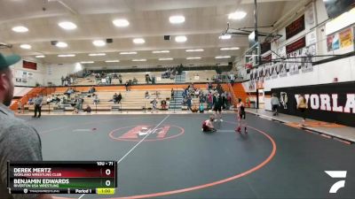 71 lbs Cons. Round 3 - Derek Mertz, Worland Wrestling Club vs Benjamin Edwards, Riverton USA Wrestling