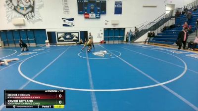 115 lbs Round 5 - Derek Hedges, Rocky Mountain Middle School vs Xavier Hetland, Rocky Mountain Middle School