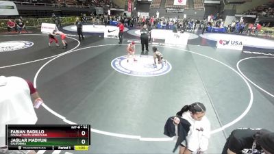 93 lbs Quarterfinal - Jaguar Madyun, California vs Fabian Badillo, Cougar Youth Wrestling