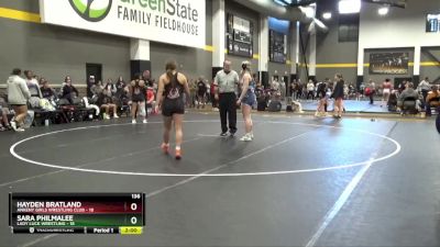 136 lbs Round 4 (16 Team) - Sara Philmalee, Lady Luck Wrestling vs Hayden Bratland, Ankeny Girls Wrestling Club