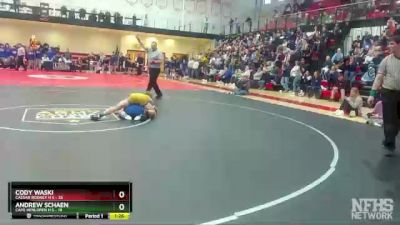 150 lbs Semifinals (8 Team) - Cody Waski, Caesar Rodney H S vs Andrew Schaen, Cape Henlopen H S