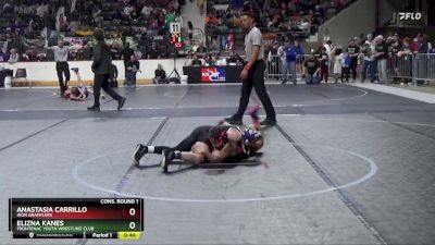 90 lbs Cons. Round 1 - Elizna Kanes, Frontenac Youth Wrestling Club vs Anastasia Carrillo, Iron Grapplers