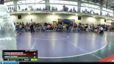 67 lbs Cons. Round 2 - Owen Salinas, Trojan Country Youth Wrestling Club vs Tyson Bridgewater, Bloomington South Wrestling Club