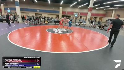 170 lbs 1st Place Match - Matteo Nikolov, KT 3 Style Wrestling Club vs Alec Robeson, Boneyard Wrestling Academy