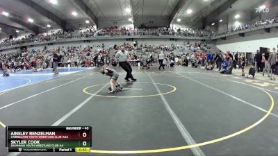 45 lbs Cons. Round 3 - Ainsley Renzelman, Carrollton Youth Wrestling Club-AAA vs Skyler Cook, Savannah Youth Wrestling Club-AA