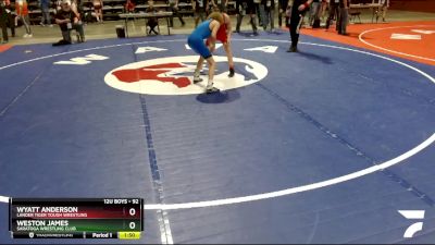 92 lbs Cons. Semi - Wyatt Anderson, Lander Tiger Tough Wrestling vs Weston James, Saratoga Wrestling Club