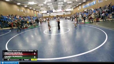 70 lbs Champ. Round 1 - Jonathan Bexfield, Sanderson Wrestling Academy vs Chunga Filimoeatu, Westlake