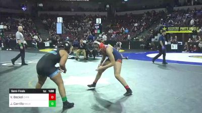 160 lbs Semifinal - Vida Beckel, Cypress vs Jordan Carrillo, Walnut