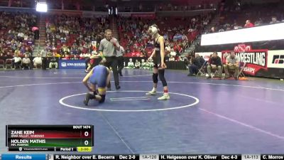 1A-132 lbs Cons. Round 4 - Holden Mathis, MFL MarMac vs Zane Keim, Iowa Valley, Marengo