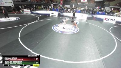 144 lbs Cons. Round 7 - Julian Solis, Church Boyz Wrestling Club vs Gunner Benedict, Wright Wrestling Academy