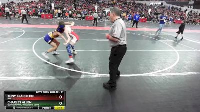 91 lbs Cons. Round 2 - Charles Allen, Oconomowoc Wrestling Club vs Tony Klapoetke, BYA