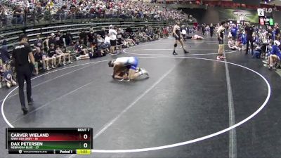 132 lbs Semis & 1st Wrestleback (8 Team) - Dax Petersen, Nebraska Blue vs Carver Wieland, Iowa USA Grey