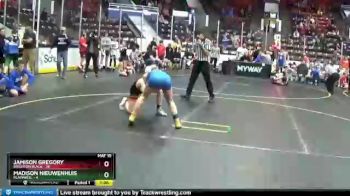 92 lbs Round 2 (4 Team) - Jamison Gregory, Brighton Black vs Madison Nieuwenhuis, Plainwell