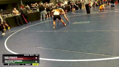 120 lbs Cons. Round 1 - Braydon VanBeek, Legends Of Gold vs Reid Monaco, Nebraska Wrestling Academy