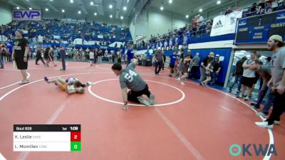 58 lbs Semifinal - Kolson Leslie, Choctaw Ironman Youth Wrestling vs Lane Mcmillen, Tonkawa Takedown Club