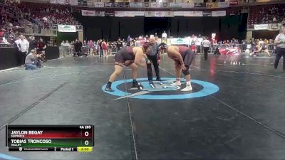 4A 285 lbs Quarterfinal - Jaylon Begay, Shiprock vs Tobias Troncoso, Valley