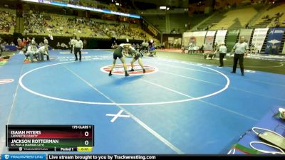 175 Class 1 lbs Cons. Round 2 - Isaiah Myers, Lafayette County vs Jackson Rotterman, St. Pius X (Kansas City)