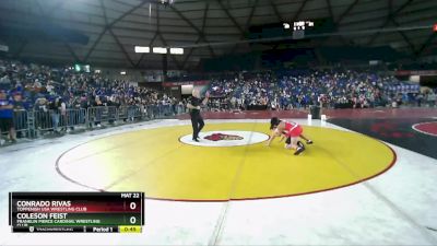 105 lbs Quarterfinal - Coleson Feist, Franklin Pierce Cardinal Wrestling Club vs Conrado Rivas, Toppenish USA Wrestling Club