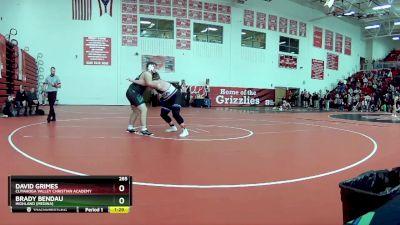 285 lbs Round 3 - Brady Bendau, Highland (Medina) vs David Grimes, Cuyahoga Valley Christian Academy