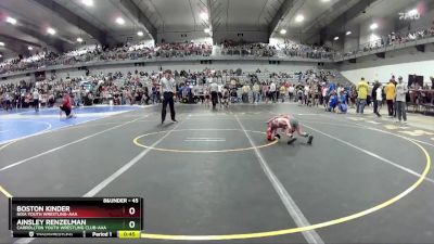 45 lbs Cons. Round 4 - Boston Kinder, Nixa Youth Wrestling-AAA  vs Ainsley Renzelman, Carrollton Youth Wrestling Club-AAA