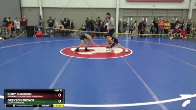 71 lbs Quarterfinal - Kody Shannon, Haymarket Hurricanes Wrestling vs Greyson Brown, Legacy Dragons