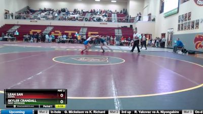 107 lbs Cons. Round 2 - Leah San, Nampa vs Skyler Crandall, West Jefferson