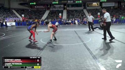 96 lbs Cons. Round 1 - Caden Peterson, OZ Trojans vs Kortney Akpan, Rhodes Supreme Avengers