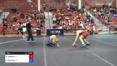 70 kg Prelims - Brayden Roberts, West Virginia Regional Training Center vs Denton Spencer, Cavalier Wrestling Club