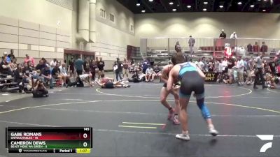 145 lbs Round 4 (6 Team) - Cameron Dews, Beast Mode WA Green vs Gabe Romans, Untouchables