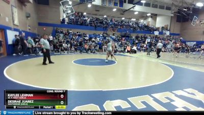 130lbs Cons. Round 7 - Kaylee Lehman, W. F. West (Girls) vs Desirae Juarez, Southridge (Girls)