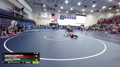 80 lbs Quarterfinal - Tandon Schmelzle, Sage Valley Jr High vs Mason Cordsen, Carey Jr High